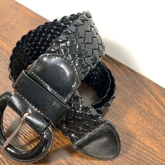 Patent Leather Black Woven Belt up to 40" Fit - Picture 4 of 4